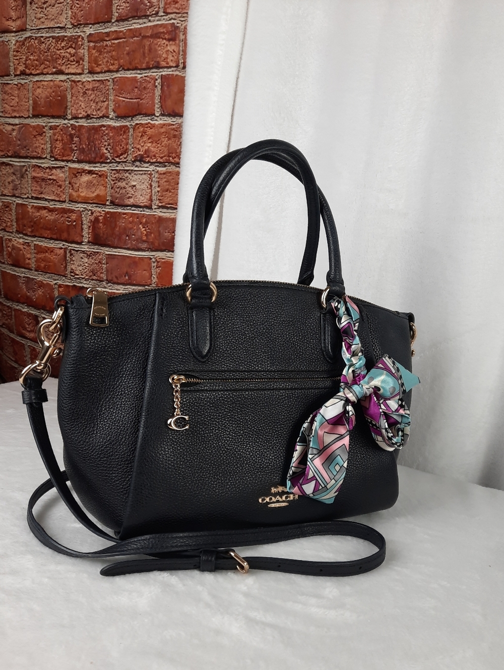 Coach Elegant Elise Sathcel Bag with Scarf Accent - Picture 3 of 15
